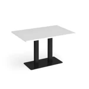 Image of Eros rectangular dining table with flat Black rectangular base and twin uprights 1200mm x 800mm - white