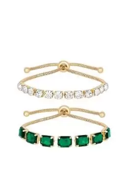 Image of Mood Mood Gold Green Emerald Cut Toggle Bracelet - Pack Of 2