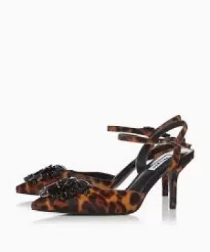 Image of Dune Leopard Leather 'Cherish' Mid Stiletto Heel Slingbacks - 3 - multicoloured