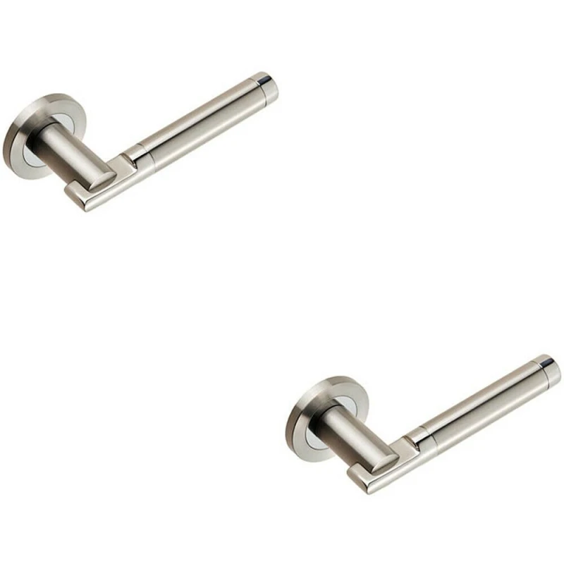 Image of Loops 2x PAIR Round Bar Handle on 52mm Round Rose Concealed Fix Polished Satin Steel Metallics