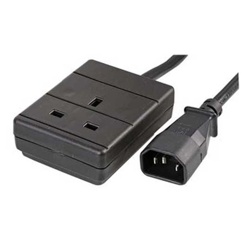 Image of FDL IEC PLUG (C14) TO SINGLE 13A TRAILING SOCKET - 0.5M BLACK