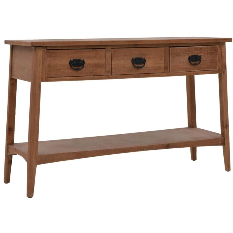 Image of vidaXL Solid Fir Wood Console Table 126x40x77.5cm Brown Hallway Display Stand
