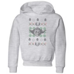 Image of Star Wars Yoda Face Knit Kids Christmas Hoodie - Grey - 3-4 Years