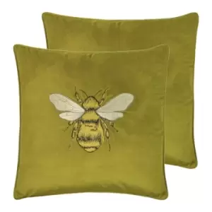 Image of Paoletti Hortus Twin Pack Polyester Filled Cushions Olive