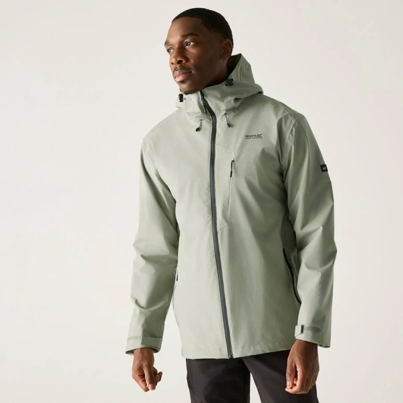 Image of Regatta Mens Oklarna Hooded Waterproof Jacket in Light Green Size: XL Light Green Male XL