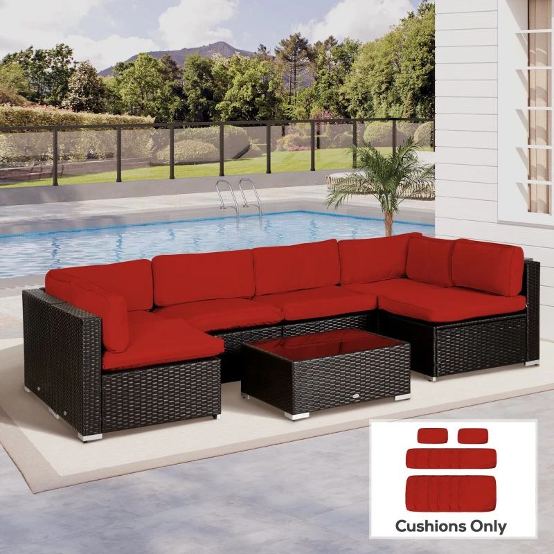 Image of Outsunny Garden Rattan Sofa Set Polyester Cover Replacement No Cushion Red, Red 84B-426V70RD