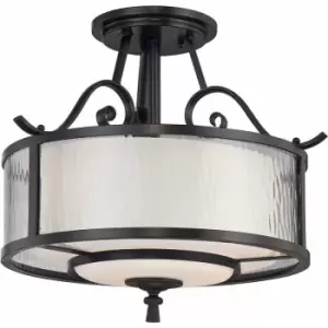 Image of Loops - 3 Bulb Semi Flush Light Clear Water & Opal Etched Glass Dark Cherry LED E27 60W