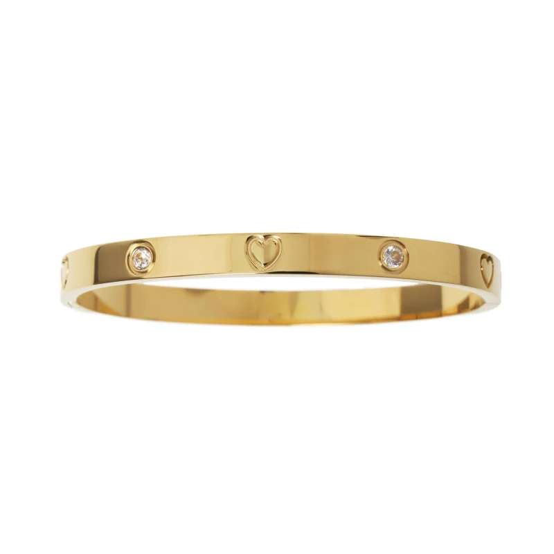 Image of Miso Motif Stainless Steel Bangle - Gold Gold One Size