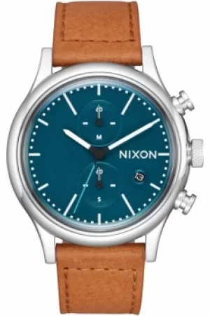 Image of Mens Nixon The Station Chrono Leather Chronograph Watch A1163-2535