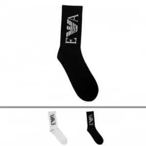 Image of Emporio Armani 2-Pack Eagle Sporty Socks - Black - White TU
