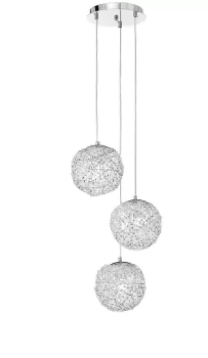 Image of ASTRA 3 Light Cluster Pendant Ceiling Light Chrome, Crystals 32x22cm