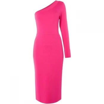 Image of ISSA one shoulder knitted dress - Pink