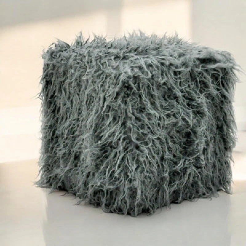 Image of MSL 38CM DARK GREY FLUFFY FOOTSTOOL
