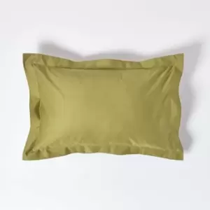 Image of HOMESCAPES Olive Green Egyptian Cotton Oxford Pillowcase 1000 Thread Count, Standard - Olive Green - Olive Green