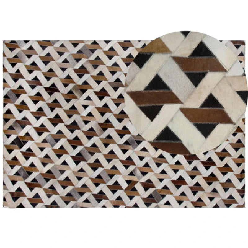 Image of Beliani Rug Tuglu Brown 160 X 230 Cm Leather