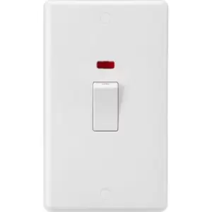 Image of MLA Knightsbridge Curved Edge 45A 2 Gang DP Switch With Neon (White Rocker) - CU8332NW