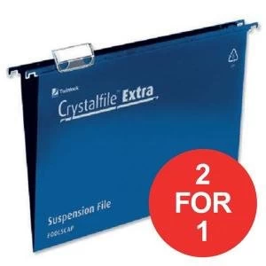 Image of Rexel Crystalfile Extra Foolscap Suspension File 5mm Blue Pack of 25 2