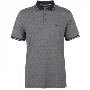 Image of Pierre Cardin Pin Stripe Polo Shirt Mens - Black/Silver