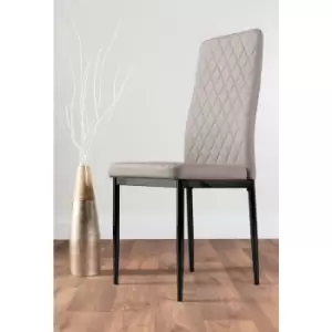 Image of 6x cappuccino Beige Milan Dining Chairs (Black Leg) - Cappuccino