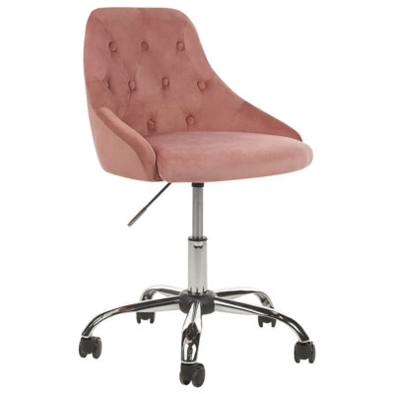 Image of Beliani Desk Chair Parrish Velvet Pastel Pink