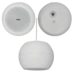 Image of 5" 20w White Hanging Suspended Pendant Ceiling Speaker 100v & 8ohm Background