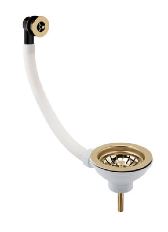 Image of Balterley Fireclay Sink Basket Strainer Waste with Overflow Brushed Brass 90mm Bronze