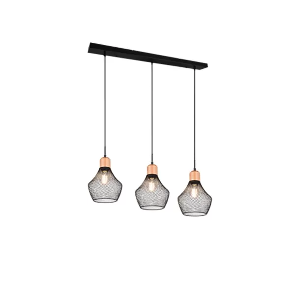 Image of Valeria Modern 3 Light Bar Pendant Ceiling Light Black Matt