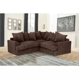 Image of Florexa Modern Jumbo Cord Corner Sofa - Chocolate - Chocolate