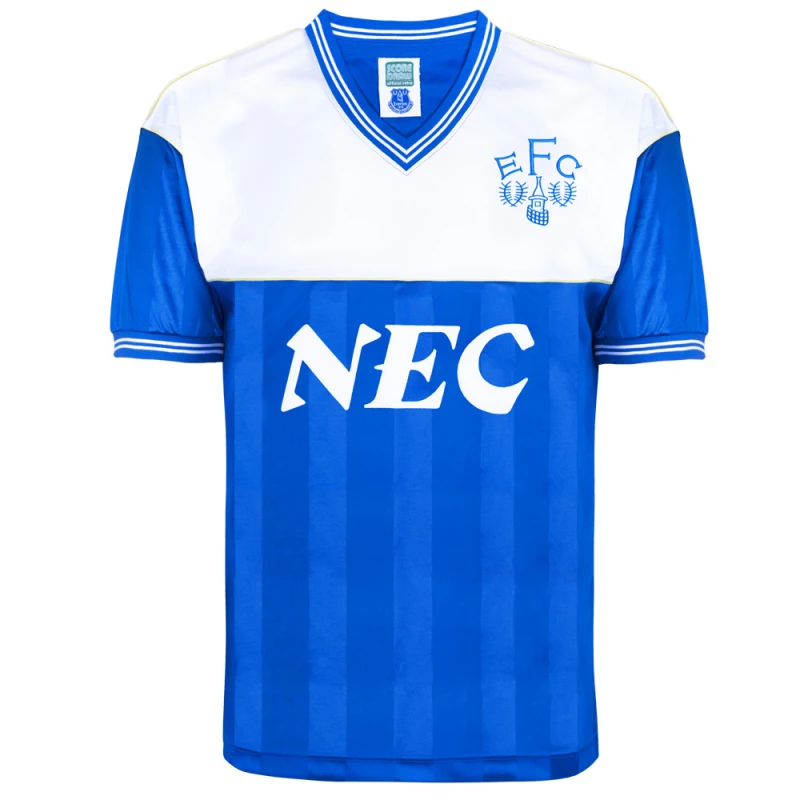 Image of Score Draw Everton 1986 Retro Football Shirt EVER86HPYSS-S S Mens Sportswear