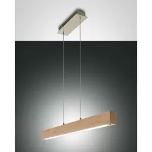 Image of Fabas Luce Badia LED Straight Bar Pendant Ceiling Light Oak Glass
