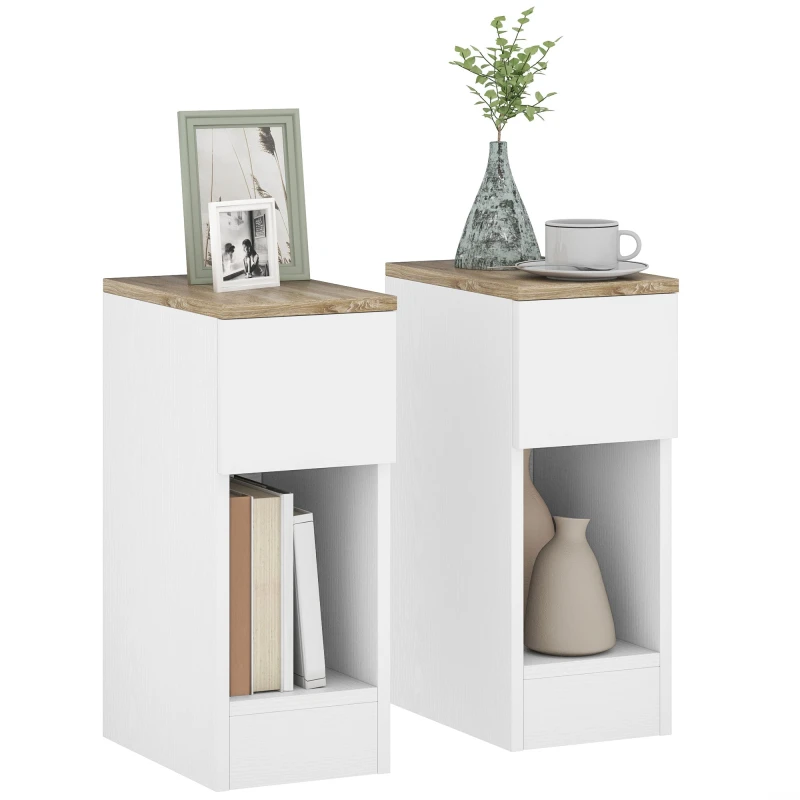 Image of HOMCOM Bedside Tables Set of 2 - Nightstands for Bedroom - Living Room - White TJ Hughes 5063603029835