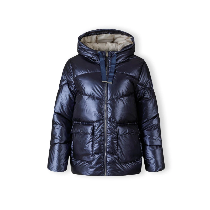 Image of Minoti Women quilted short hooded jacket with zip and pockets navy Dark Blue female 8 (XS)