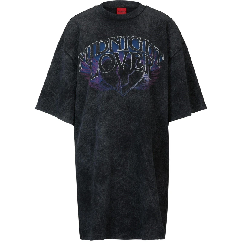 Image of Hugo Nelaja Cotton Jersey T-Shirt Dress Black female 8