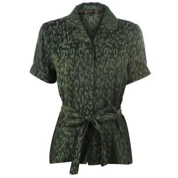 Image of Biba Jacquard Pyjama Top - Khaki