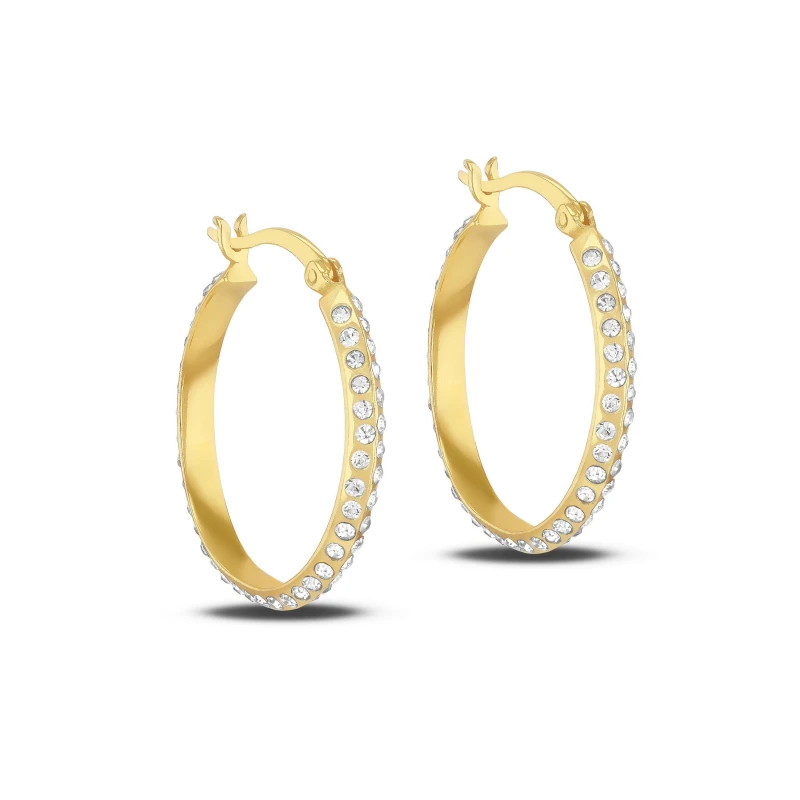 Image of Be You Sterling Silver Gold Plated CZ Round Earrings Yellow Gold Pla female One Size