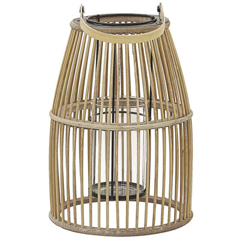 Image of Beliani Lantern Hoste Bamboo Wood 32cm Beige