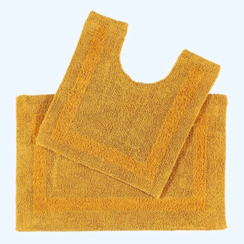 Image of Homescapes Luxury Reversible Bath Mat Set Mustard