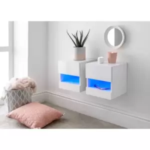 Image of Galicia Pair Of Wall Hanging Bedside Tables White