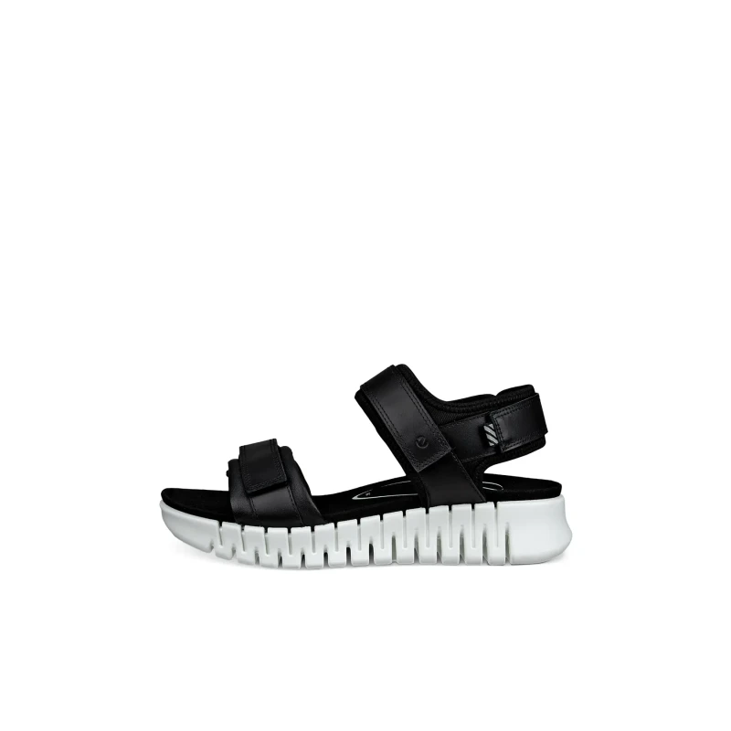 Image of Ecco Gruuv Sol Leather Textile Womens Slingbacks Sandals - Black - Size:UK 6.5-7