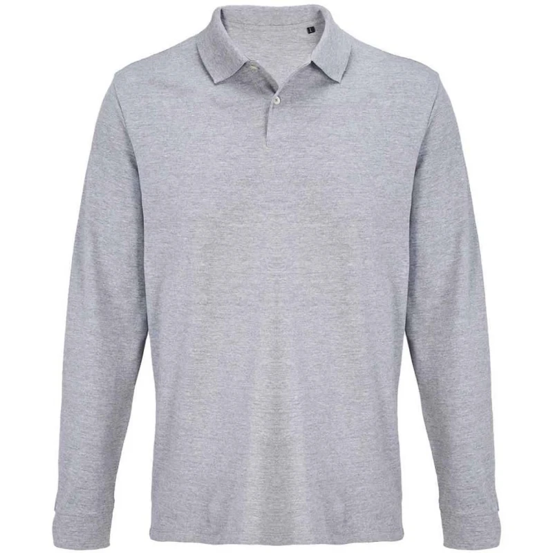 Image of SOL'S Mens Pacific Pique Long-Sleeved Polo Shirt in Grey Size: XS Grey Male XS