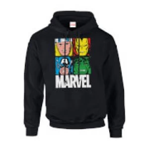 Image of Marvel Multi Colour Main Tile Mens Black Pullover Hoodie - L - Black