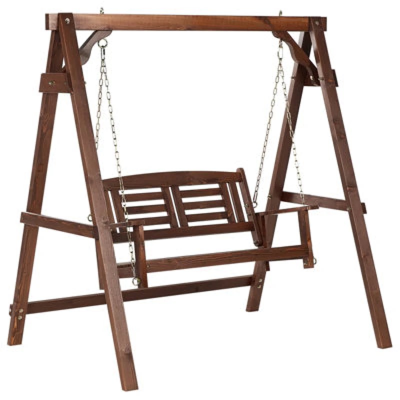 Image of Beliani Patio Swing Nerito Spruce Wood Dark Brown