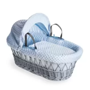 Image of Clair de Lune Dimple Grey Wicker Moses Basket - Blue