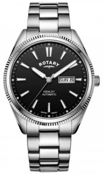 Image of Rotary Mens Henley Stainless Steel Bracelet Black Dial Watch