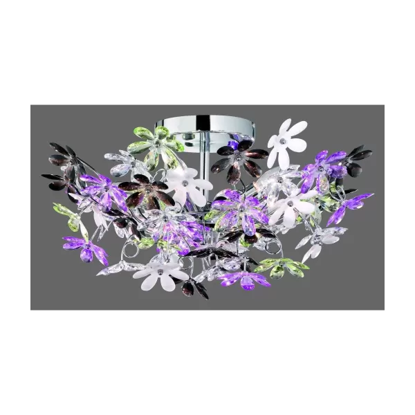 Image of Flower Young living 4 Light Semi Flush Ceiling Light Chrome