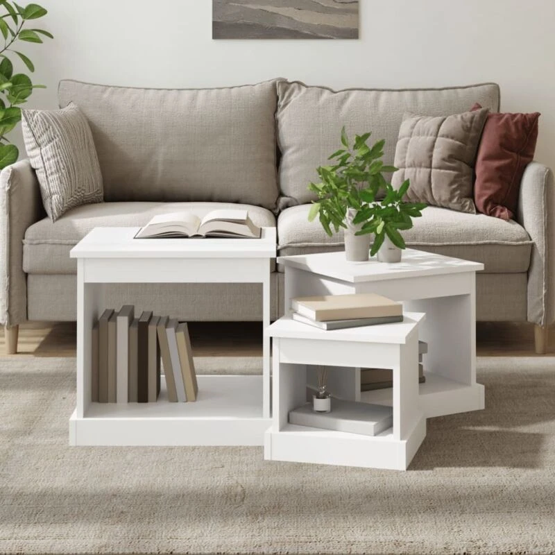 Image of Vidaxl Coffee Tables 3 Pcs White Engineered Wood
