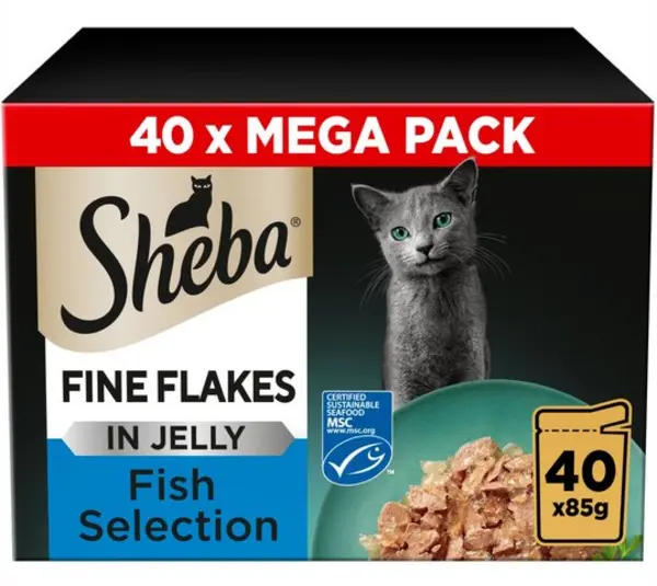 Image of Sheba Fine Flakes Fish Cat Food 40 x 85g