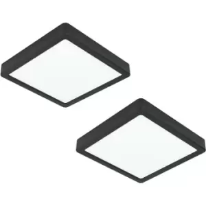 Image of 2 PACK Wall / Ceiling Light Black 210mm Square Surface Mounted 16.5W LED 3000K