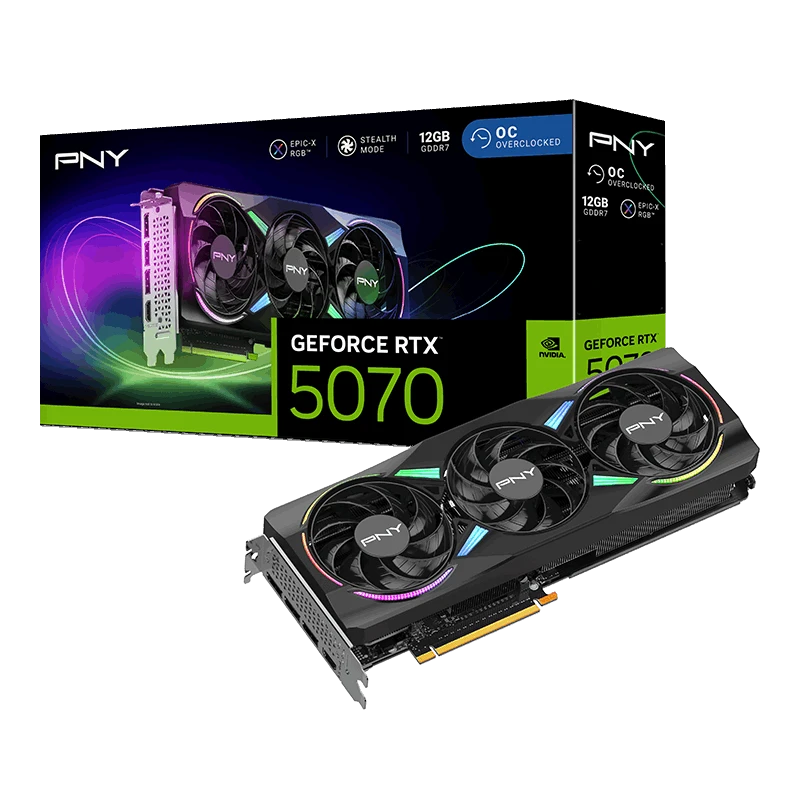Image of PNY GeForce RTX 5070 12GB ARGB OC Triple Fan GDDR7 Graphics Card - VCG507012TFXXPB1-O