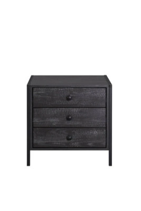 Image of Timber Art Design Zahra Bedside Table Cabinet Bedroom Furniture Nightstand 3 Drawer Black